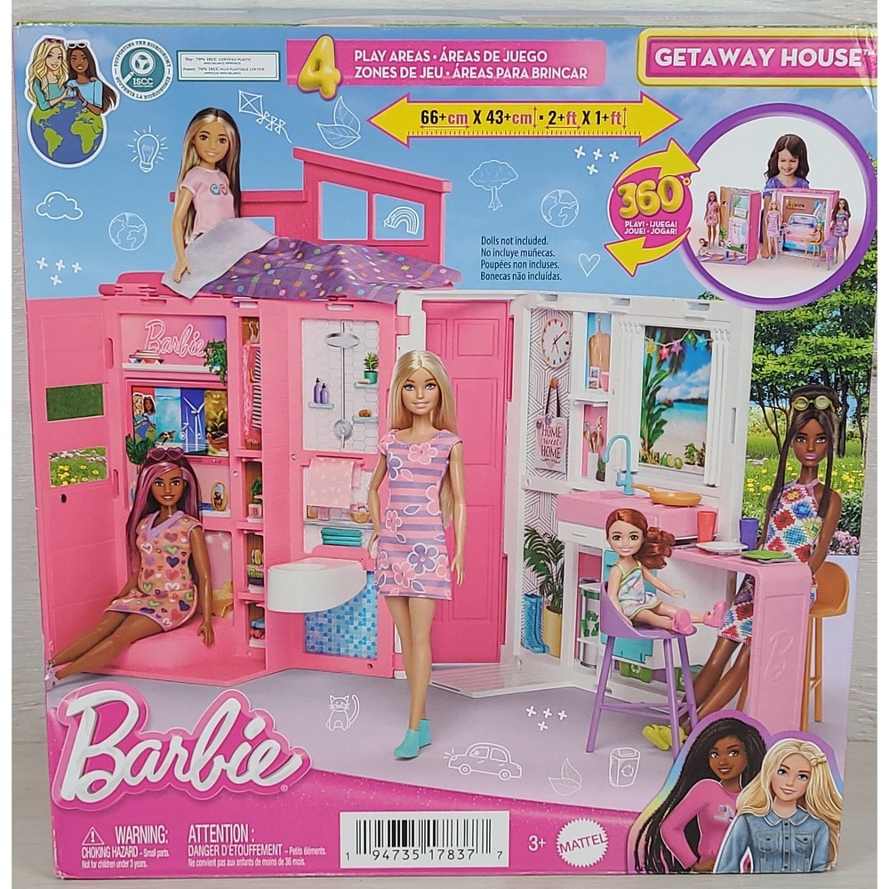 Barbie Getaway House Playset 4 Play Areas 11 Accessories HRJ76 Mattel New